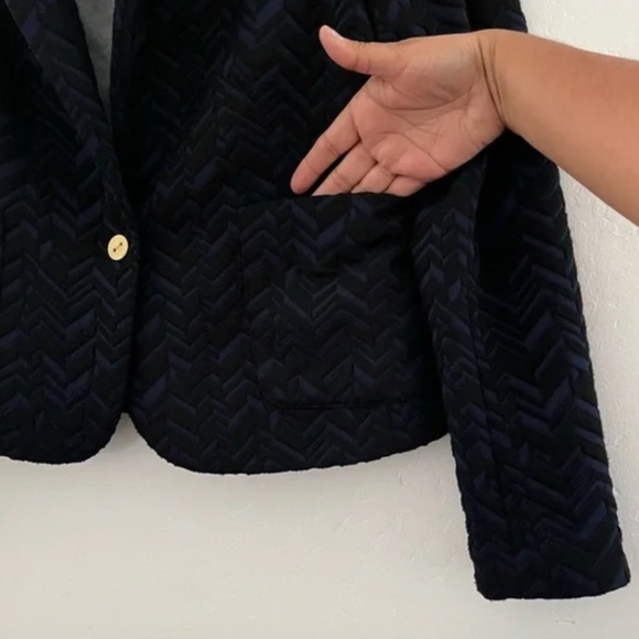 Anthropologie Cartonnier Bas Relief Blazer Jacket Textured Blue Black Size 10 - Picture 4 of 8